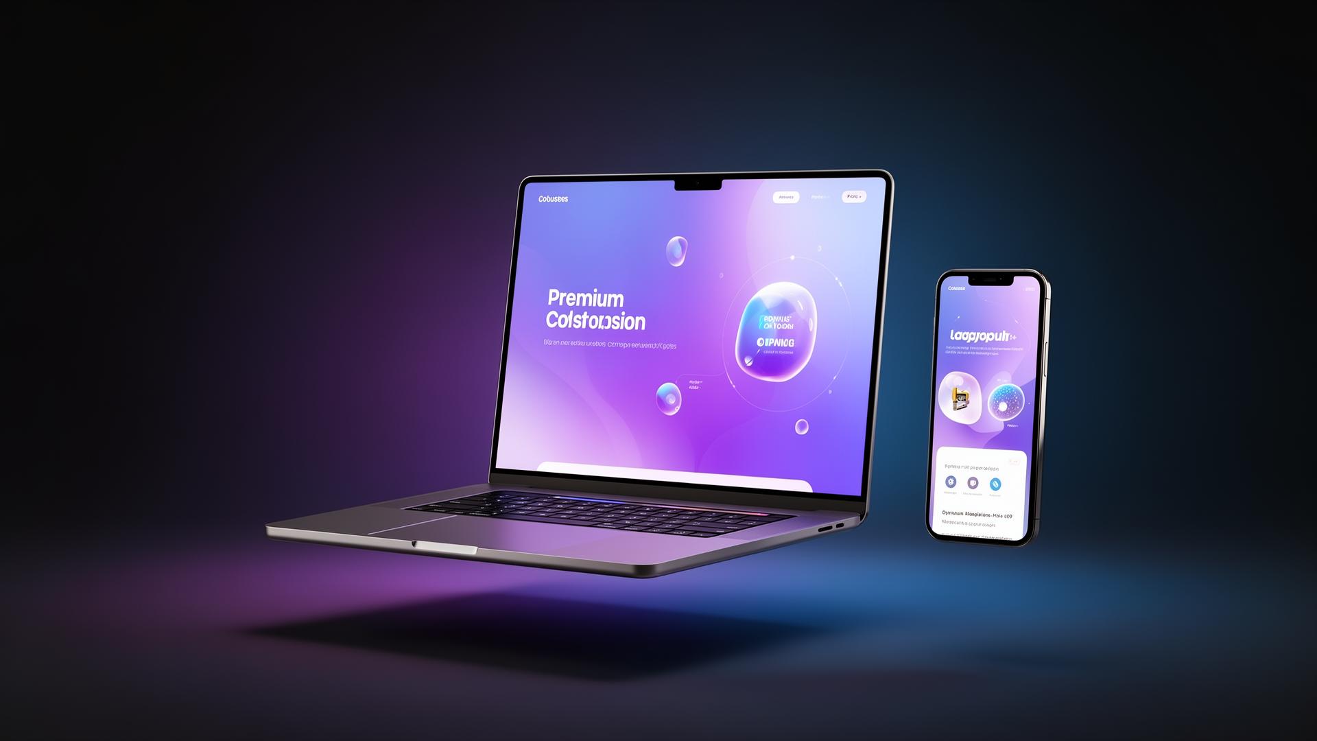 Premium website mockup op laptop en telefoon